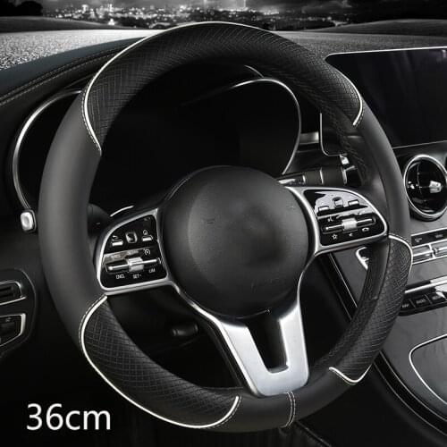 Size 36cm Car Steering Wheel Cover faux PU Leather Square Embossing Non-slip for Honda Civic Auto Interior Accessories