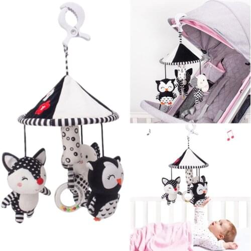 Baby Rattles Cartoon Animal Plush Stuffed Toys Doll Newborn Stroller Car Seat Rattle Mobile On the Crib Sensory Educational Toys