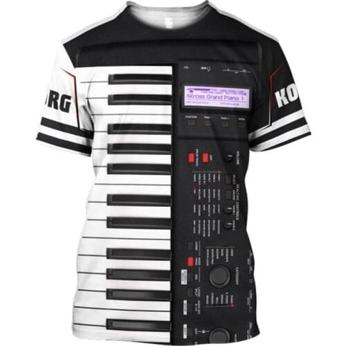 2021 PLstar Cosmos Printed Piano Music 3d T Shirts Tees Summer Funny Harajuku Short Sleeve Musical Instrument Streetwear