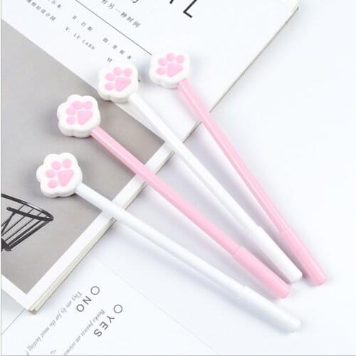 Ellen Brook 1 Pcs Softhearted and Cute Girl Cat Paw Gel Pen Romantic Pen School Supplies Office Supply Student Black Ink 0.5mm