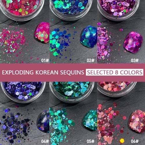 Nail Art Flakes Glitter Aluminum Foil Sequins Chrome Powder Nail Glitter Sequin Sparkly Flakes Slices Manicure Eye Glitter TSLM