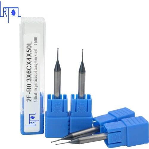 HRC60 R0.2 R0.25 R0.3 R0.4*4*50mm Micro extra long ball nose Solid Tungsten Carbide Long neck End Mill for CNC machine