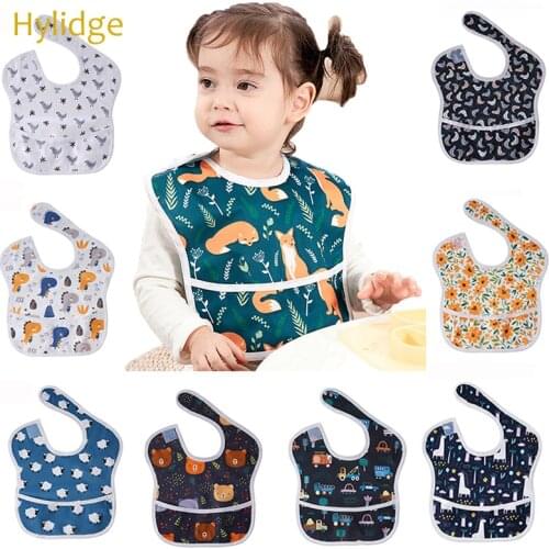 Hylidge 2020 New Fashion Waterproof Baby Bib with Pocket Washable Feeding Bib for Toddler Infant Bib Slab for 6-24M Saliva Towel