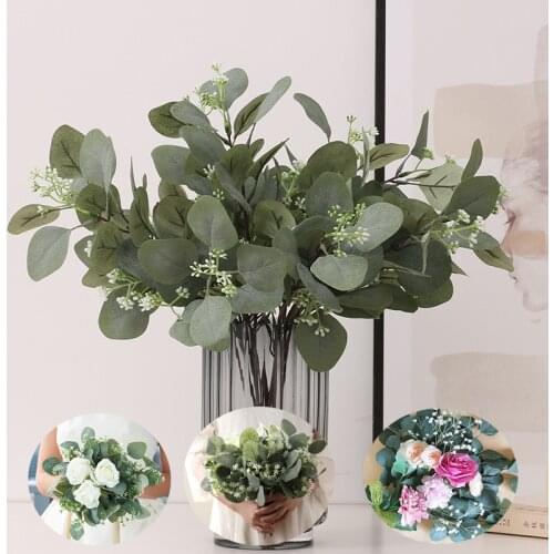 Artificial Eucalyptus Leaves Stems Eucalipto Branches Artificial Plants for Floral Bouquets Wedding Holiday Greenery Decor Arti