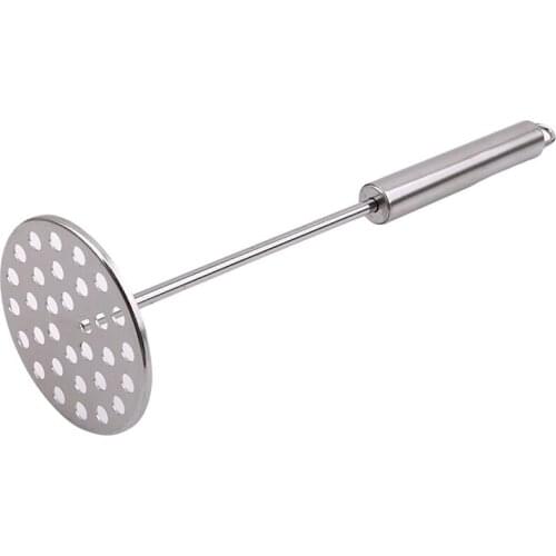 Stainless Steel Potato Masher Solid Color Metal Food Masher Vegetable Masher Potatoes Mud Pressure Mud Potato Pusher