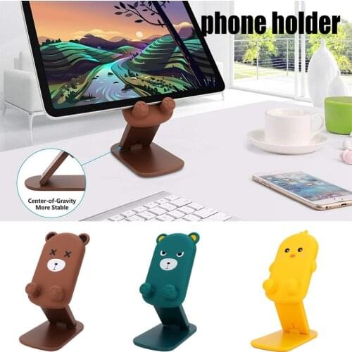 Kawaii Cute Foldable Adjustable Cartoon Animal Cell Phone Holder for Desk Portable Universal Desk Laptop Phone Stand JR Deals