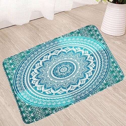 Retro Mandala Bath Mat Bohemian Flower Geometry Non-Slip Mats Shower Room Bathroom Toilet Foot Pedal Bath Furniture Rug Carpet