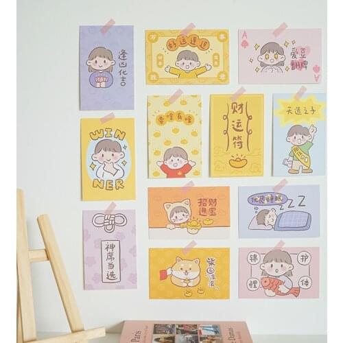 Sandro cute girl heart shaped postcard good luck blessing prayer greeting card hand account source wall decoration card 30 sheet