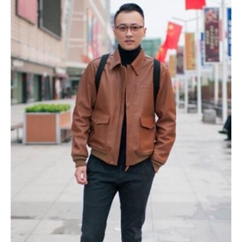 Free shipping.high grade horseskin leather jacket.man claccic A2 style genuine leather coat,vintage fans,Fetal bovine skin