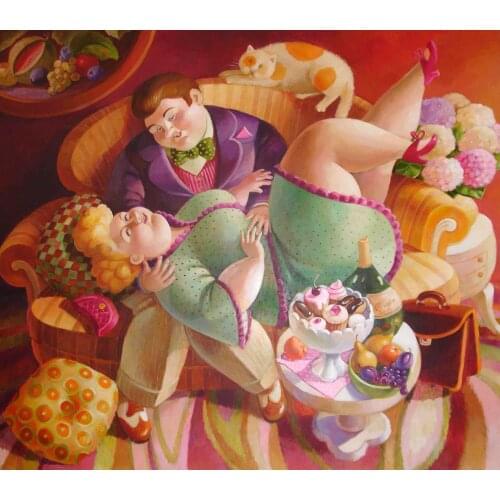 JMINE Div 5D fat woman love couple Full Diamond Painting cross stitch kits art High Quality Cartoon 3D paint by diamonds