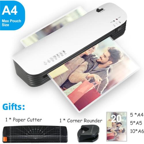 Dodocool Office Hot and Cold Laminator Machine w/ Paper Cutter Corner Rounder for A4 Document Photo Plastic Film Roll Laminator