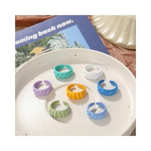 New Trendy Colorful Dripping oil Geometric Rings Hand-painted Irregular Open Rings for Women Party Jewelry