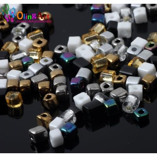 OlingArt NEW Mixed color 3x4mm glass seed beads 25g Tube Spacer bead DIY earrings Bracelet choker necklace jewelry making