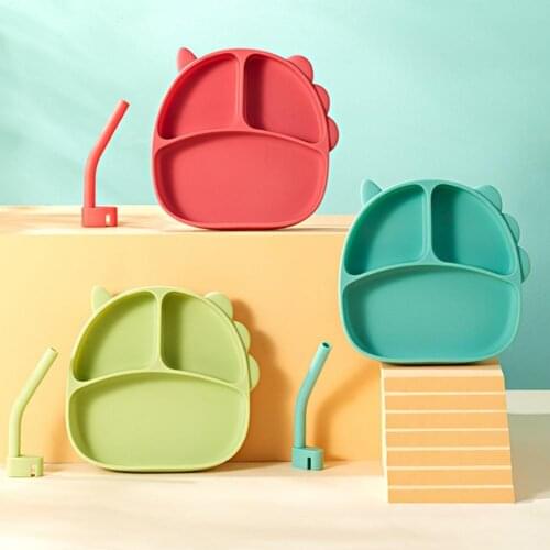 Utensils 1 Set Easy Cleaning Kids Dinnerware Food Dish Tableware Kids Plate with Straw for Boys Girls