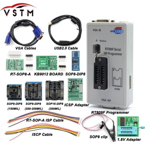 2020 Newest RT809F ISP Programmer/ RT809 lcd usb programmer Repair Tools 24-25-93 serise IC with 11 adapters