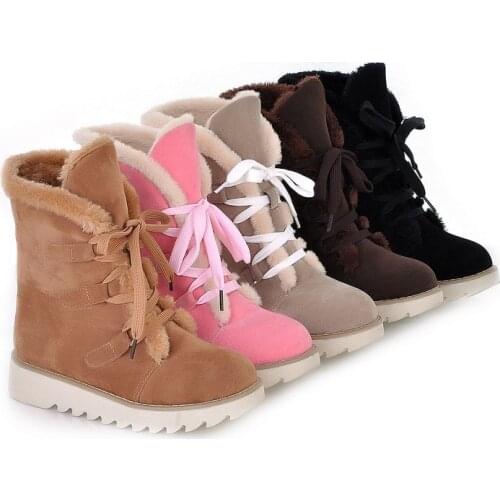 Plus Size EUR 34-43 Cute Style Warm In Calf Suede Women Boots Casual Shoes Combat Boots for Women Botas De Invierno Para Mujer
