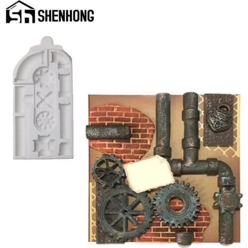 SHENHONG Splicing Iron Pipe Fondant Dessert Border Decorating Tools Silicone Cake Molds Gumpaste Baking Mould Pastry Tray