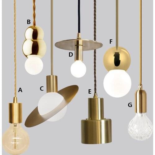 Nordic chandelier Vintage ins wind loft golden bedroom bedside chandelier porch bar window led Chandelier