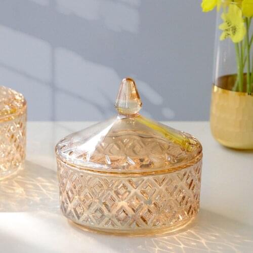 Nordic Glass Jewelry Storage Box Kitchen Sweet Candy Tea Tank Simple Cosmetic Cotton Swab Box Home Ornament Organizer Jars