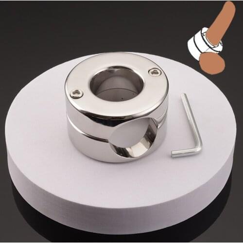 Heavy Duty Penis Cock Ring Removable Ball Scrotum Stretcher Metal Locking Pendant Erection CBT Male Sex Shop Toy Stainless Steel