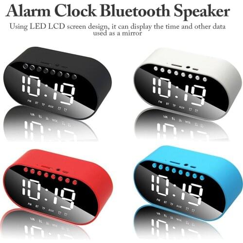 LED Alarm Clock Radio Home Digital Clock Wireless Bluetooth Speakers Mirror Support Dual Alarm Clock/ FM Radio/ AUX-in/ TF Card