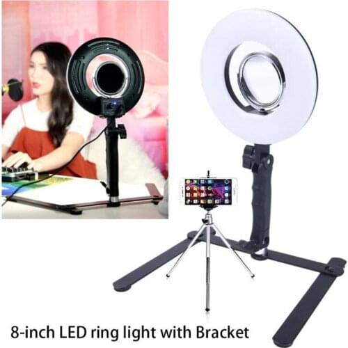 8'' 24W 5500K Tabletop Phone Video Dimmable LED Selfie Ring Light For Women Makeup Live Video Light Kit With Free Gift