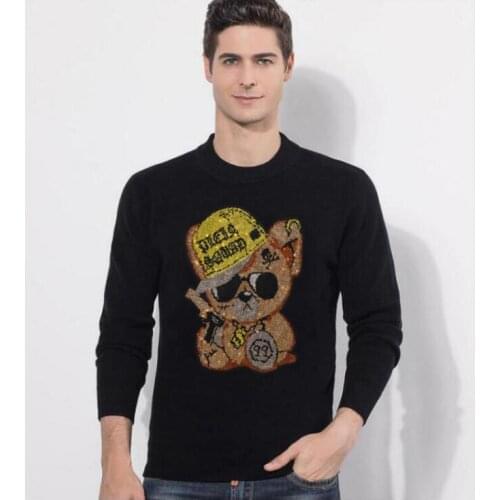 Best quality Mens Diamond stone sweaters winter male fashion white and black new designer sweaters