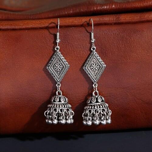 Vintage Classic Womens Geometry Rhombus Ethnic Earrings Pendientes Piercing Fashion Tribe Indian Jewelry