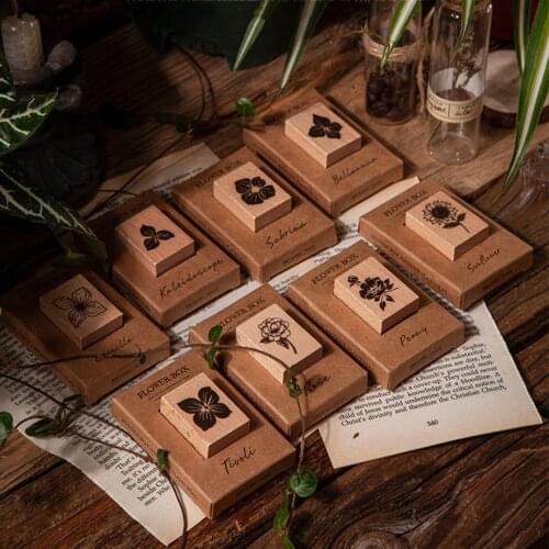 Vintage Plant Flowers Wooden Stamp DIY Craft for Postcards Rubber Stamps Diary Journalling Cards Decorator Scrapbook Stationery