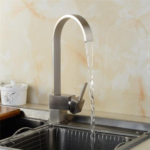 Rotated kitchen sink basin faucet chrome, Copper single handle kitchen dish basin faucet, Water wash basin faucet mixer pull out