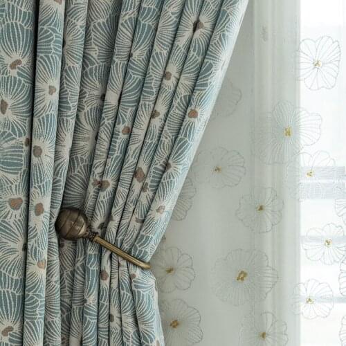 Sunflower High-grade Curtains for Living Dining Room Bedroom Thick Cotton Jacquard American Simple Modern Fresh Curtains