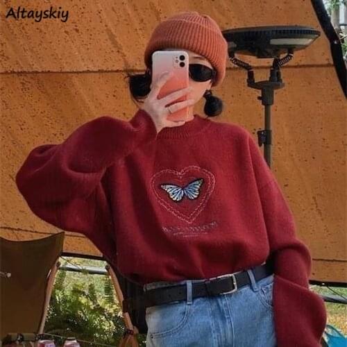 Pullovers Women Embroidery Loose 3 Colors Streetwear Design College Cool Trendy Ulzzang Soft All-match Simple Female Ins Chic
