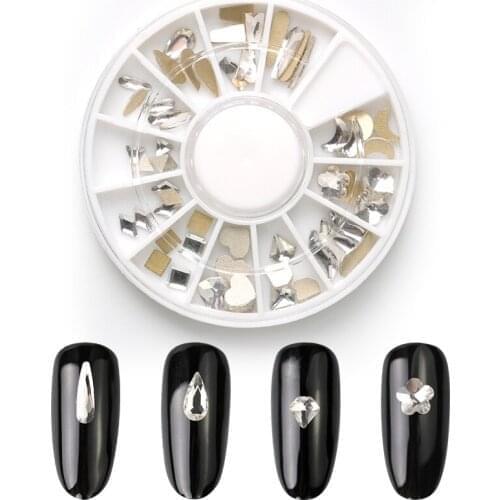 1 wheel crystal nail gems rhinestones for Nail Art glass geometry flower jewelry nail stone decoration manicure