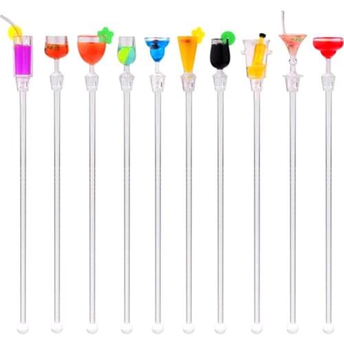 10Pcs/set 23cm Crystal Cocktail Picks Wine Glass Swizzle Mixing Sticks Mixer Muddler for Bar Party