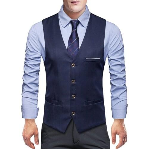 2021 Fashion New Mens Casual Boutique Slim Business Solid Color Formal Suit Vest Waistcoat