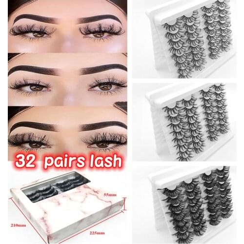 32Pairs 25mm 5D Mink False Eyelashes Thick Dramatic Fluffy Eyelash Extension Makeup Volume Handmade Faux Mink Lashes
