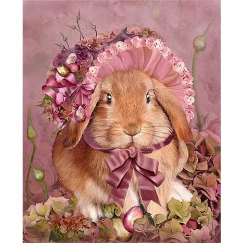 ARMYQZ5D DIY Round Diamond Square Diamond Diamond Painting Easter Bunny Egg Diamond Embroidered Animal Cross Stitch Embroidery C