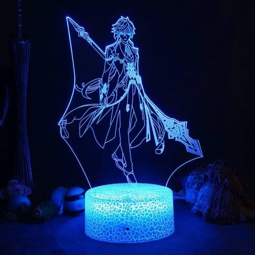 White Crack Base 3D Anime Light Genshin Impact Night Lamp Kids Baby Room Decor Lights for Home Children Bedroom Decoration Gift