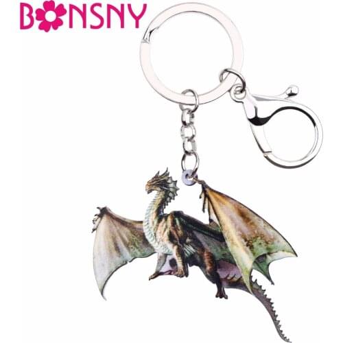 Bonsny Acrylic Unique Dragon Key Chain Key Ring Women Girls Handbag Pendant 2017 New Charm Animal Jewelry Car Key Accessories