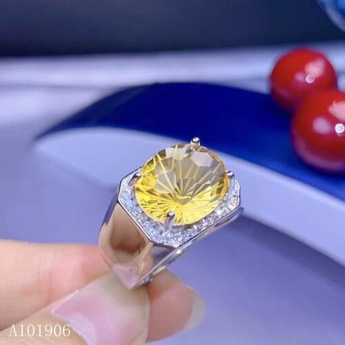 KJJEAXCMY boutique jewelry 925 sterling silver inlaid natural fireworks citrine gemstone mens ring support review new luxury nm