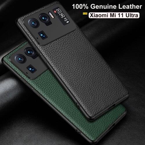 Case For Xiaomi Mi 11 Ultra Mi11 Luxury 100% Genuine Litchi Leather Back Cover for Xiaomi Mi 11 Pro Mi10 Protection Bumper Shell