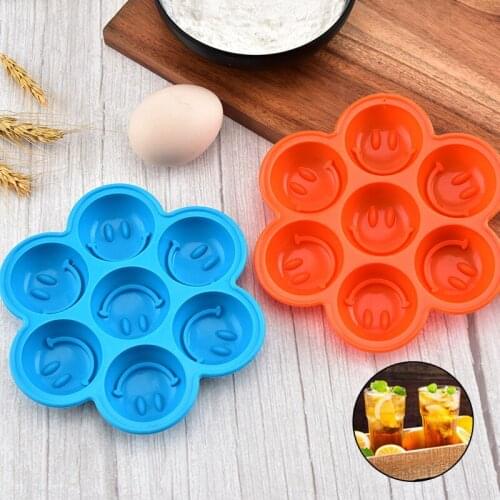 Baking Mould 7 Holes Smiley Face Silicone Mold Pudding Chocolate Cake Mold Silicone Molds Happy Kitchen Time Special Design Mold