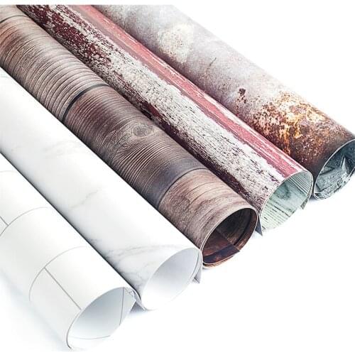 Photo Studio 55X86cm 2sides printing old wood black white marble background wall sheets brick backdrop for Camera Photo