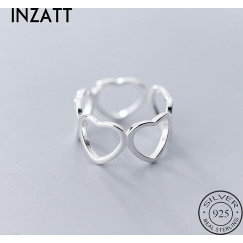 INZATT Real 925 Sterling Silver Minimalist Geometric Heart Ring For Elegant Women Engagement Party Fine Jewelry Cute Accessories