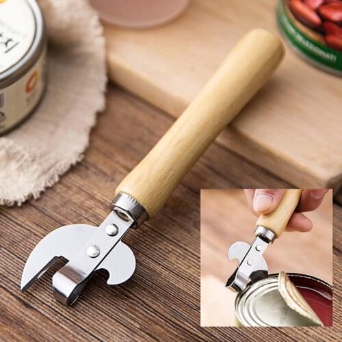 Wooden Handle Can Opener Multi-Purpose Can Opener for Tin Cans Beer Corkscrew Portable Manual Lid Remover Opener Utensil Gadgets