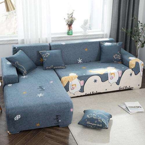 Living Room L-Shaped Full Cover Recliner Corner Sofa Cushion Fractal Elastic Protective Cover 1/2/3/4 Seat Sofa Sofa Towel