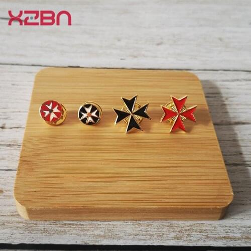 Masonic Lapel Pins Badge Mason Freemason B56b black Cross Knights Templar order of Knights of Malta 1.8cm