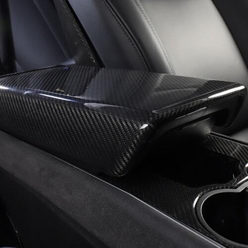 Modification Real Carbon Fiber Central Control Armrest Box Decorative Cover Protective Plate For Tesla Model 3 Accessories