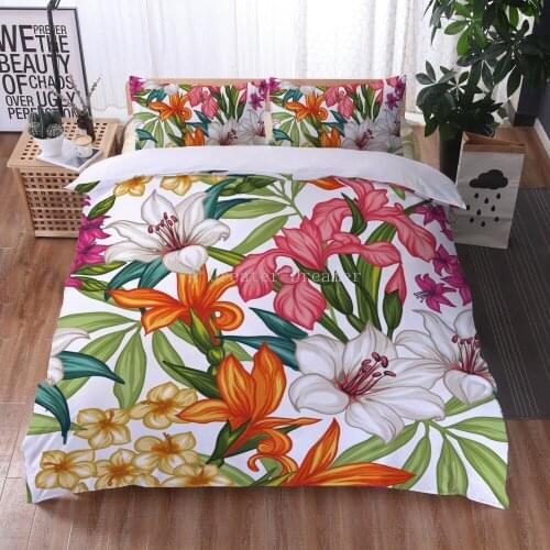 Fashion Nordic Flowers 3D Floral Bedding Set Colorful Duvet Cover Set For Adults Luxury Bedclothes Decor Home Textile
