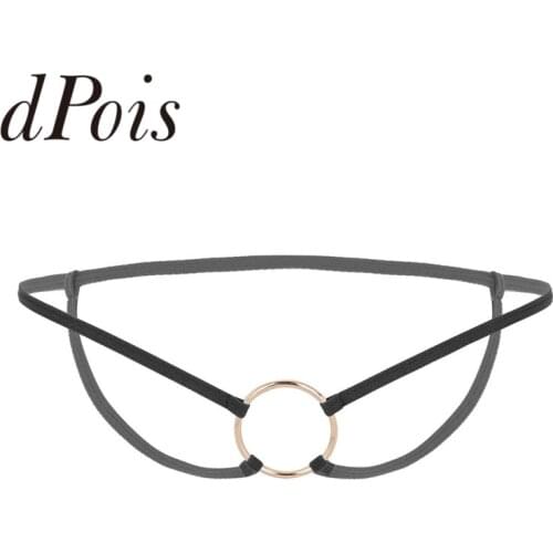 Mens Low Waist with Metal O-Rings Crotchless Open Butt Thong G-String Briefs Underwear Low Rise Male Panites